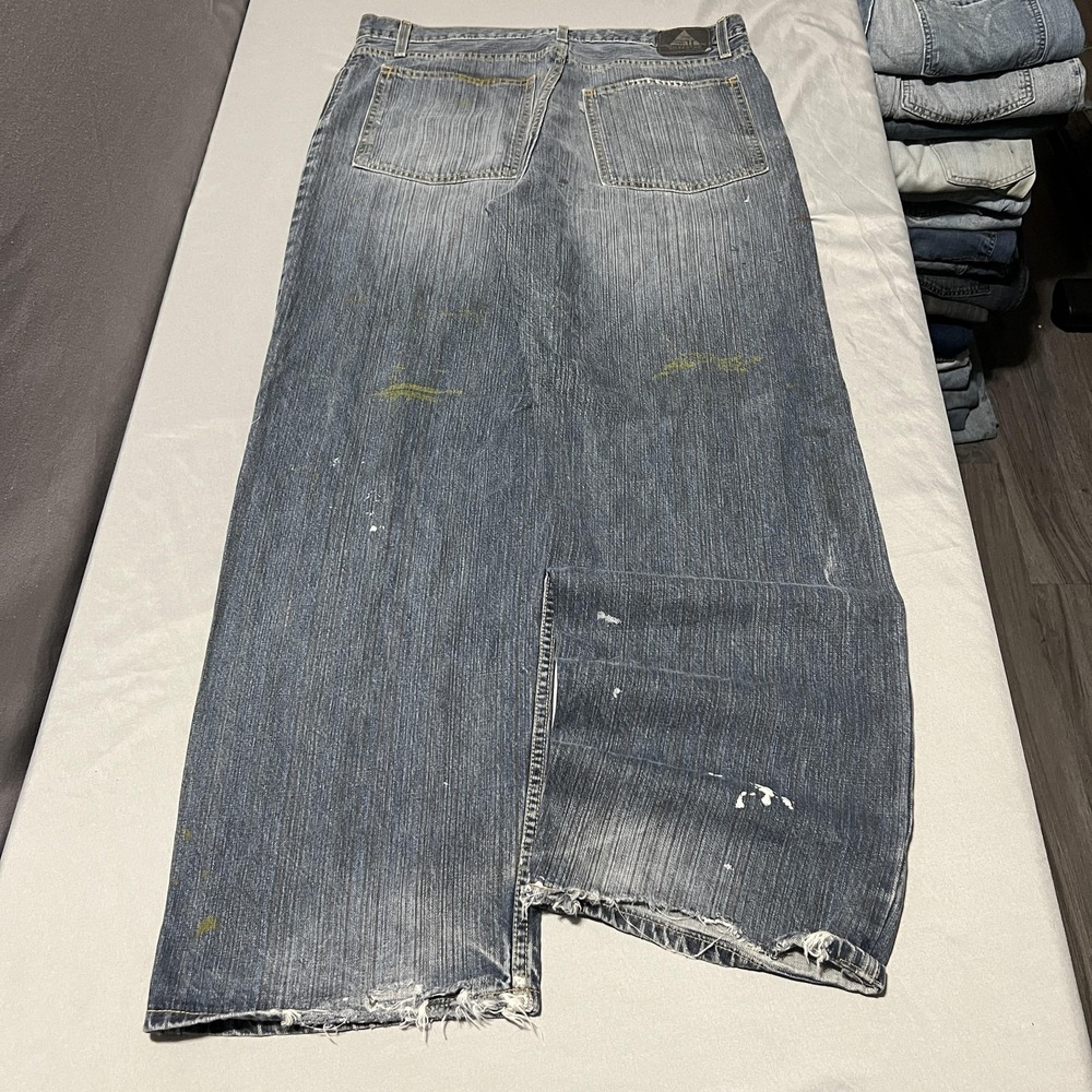 Levis Silvertab Jeans Mens 36x34 Blue Low + Loose Distressed Paint Frayed